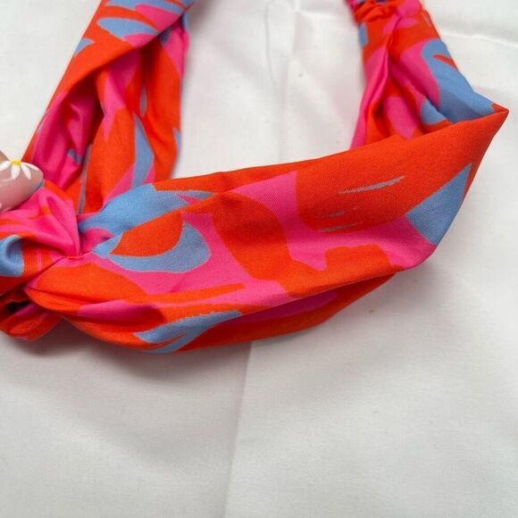 Sophi Tropical Island Print Headwrap – Pink & Red Hair Scarf, One Size Fits Most - Picture 3 of 5
